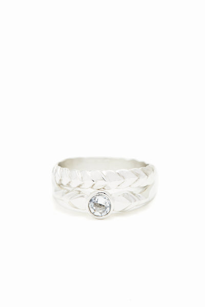 Chevron Birthstone Solitaire Silver
