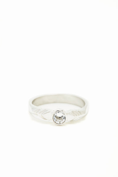 Chevron Birthstone Solitaire Silver