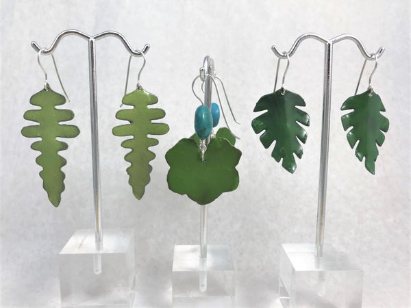 One of a Kind Enamel Leaf Earrings