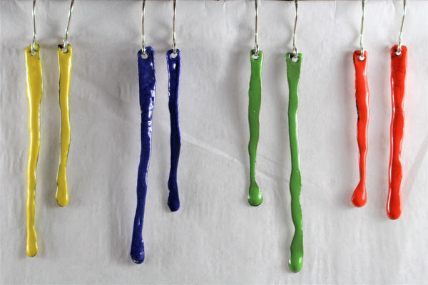 Long Enamel Drip Earrings