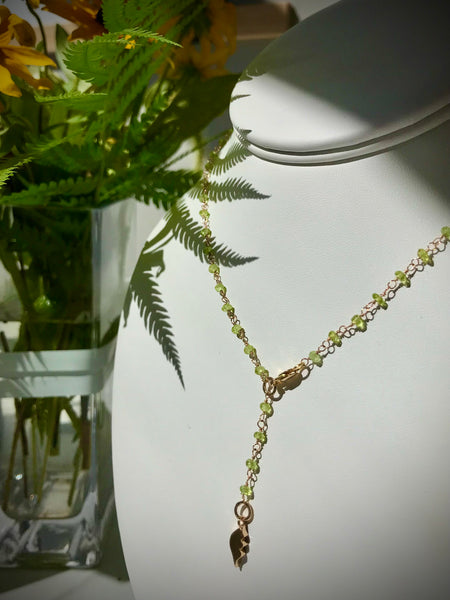 Convertible Peridot and Gold Necklace / Wrap Bracelet