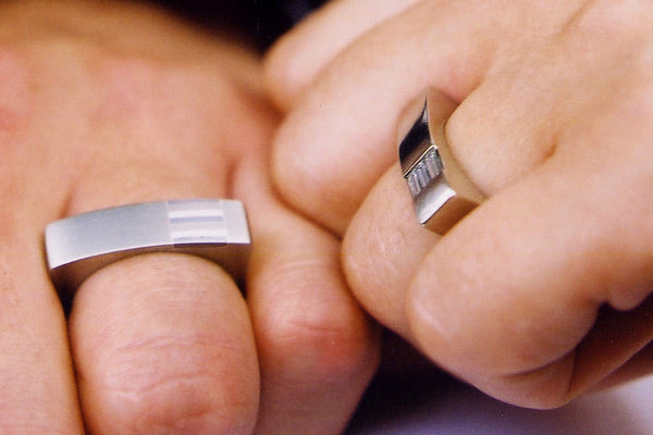 Wedding Bands -White Gold, Stack Lamination, Baguettes